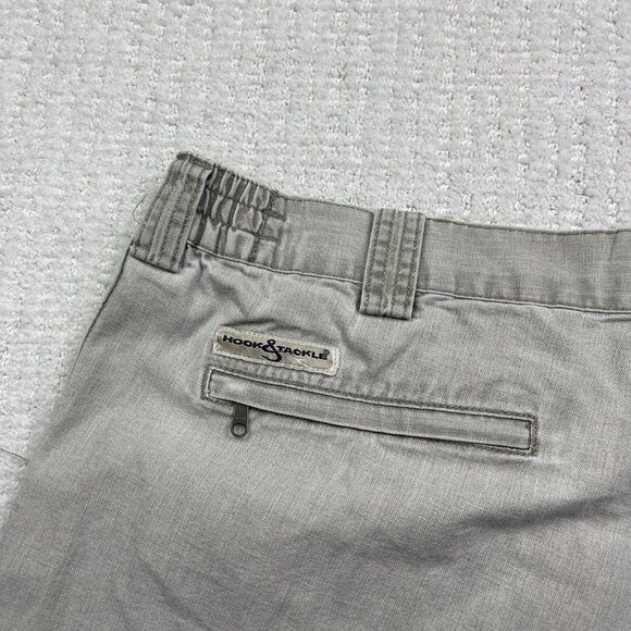 VTG Hook Tackle Shorts Size 38 Grey/off-White High Rise Cargo Fishing Outdoors - Picture 10 of 13
